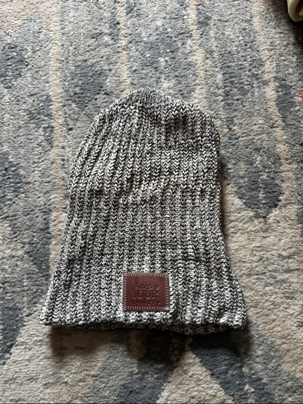 Love Your Melon Black and White Marled Knit Beanie